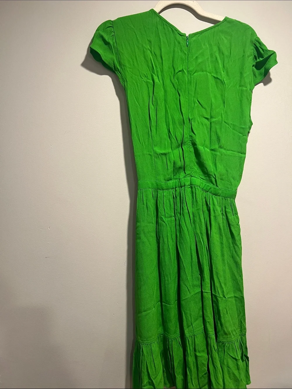 J. Crew V-Neck Wrap Midi Dress in Bright Green